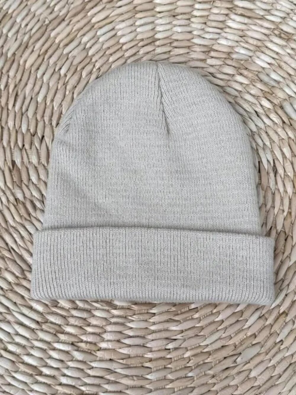 Beige Taupe Knit Beanie